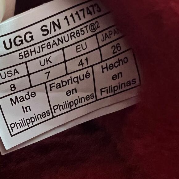 Ugg Red Fluff You Slip On Plush Slippers Size 8 Mens - Picture 6 of 7